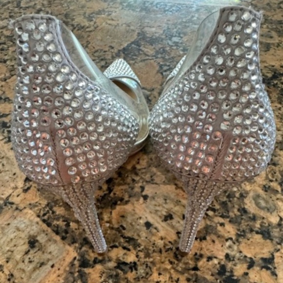 Women’s Steve Madden Lili studded jeweled heel, silver clear pointed toe - Picture 4 of 4